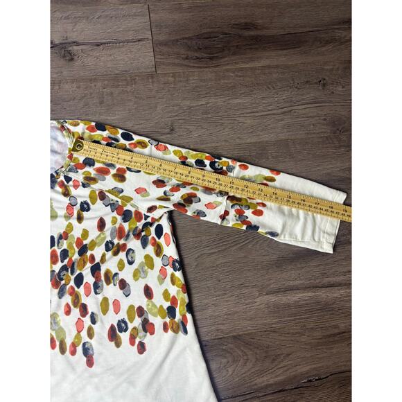 Multiples Top Women’s Small 3/4 Sleeve Cream Multicolor Dot Print Tunic - Picture 5 of 6